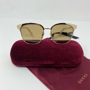 GUCCI ENDURA GOLD 55mm CLUBMASTER CAT EYE WOMEN SUNGLASSES